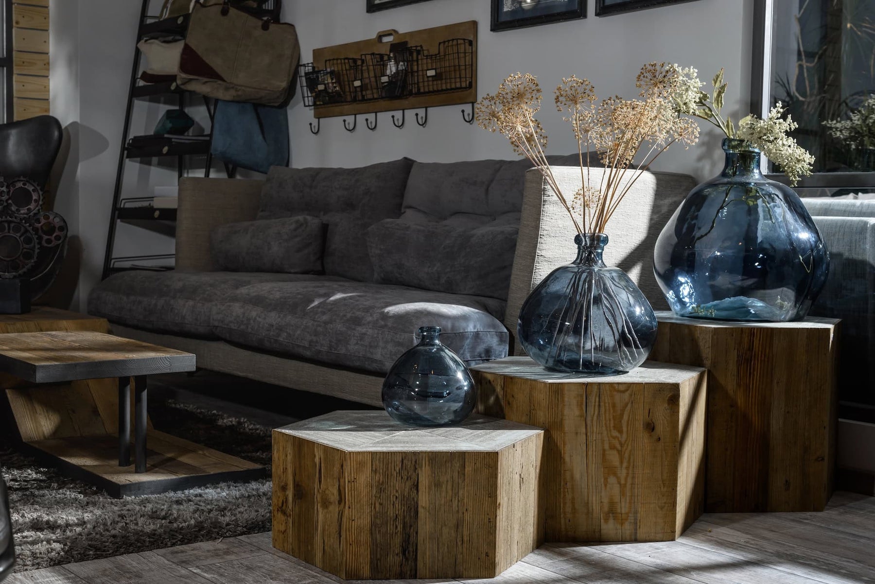 modern living room with vintage style decorations