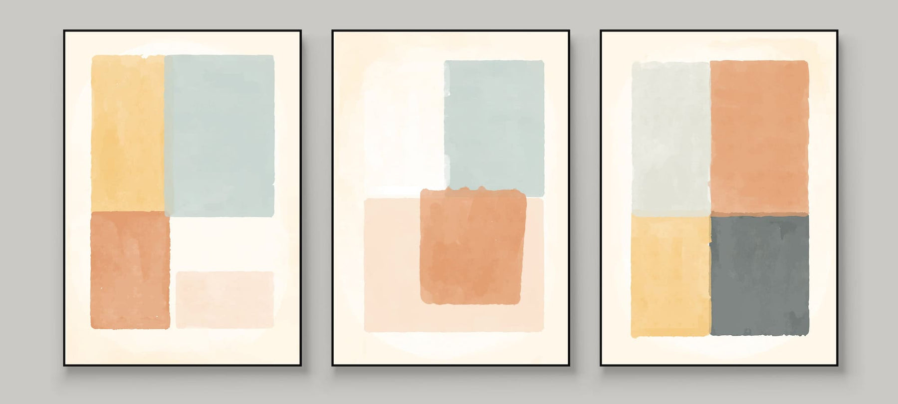 abstract art prints on wall