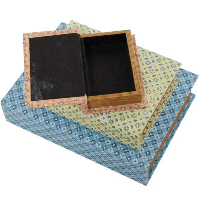 3 Piece Faux Leather Book Box Set