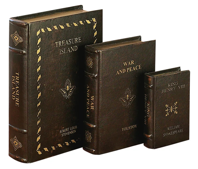 3 Piece Faux Leather Book Box Set