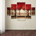 Parade of Red Trees by Rio - 5 Piece Wrapped Canvas Painting Print Set
