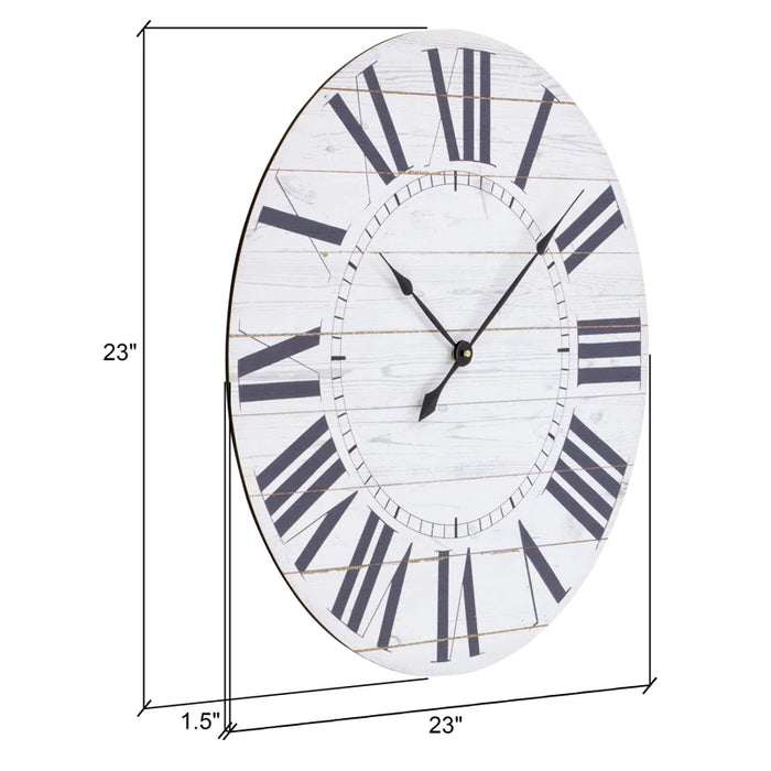 Estelle round French Country Shiplap Farmhouse Wall Clock