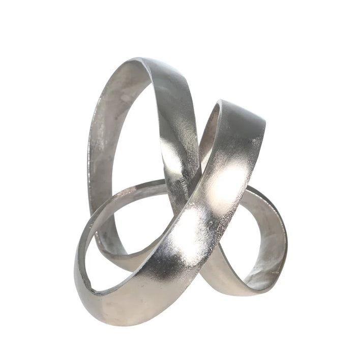 Samara 7" Metal Knot Sculpture - Contemporary Abstract Knotted Metallic Table Decor - Elegant Home Decor