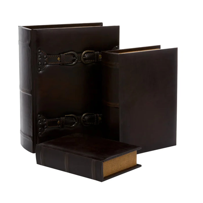 3 Piece Faux Leather Book Box Set