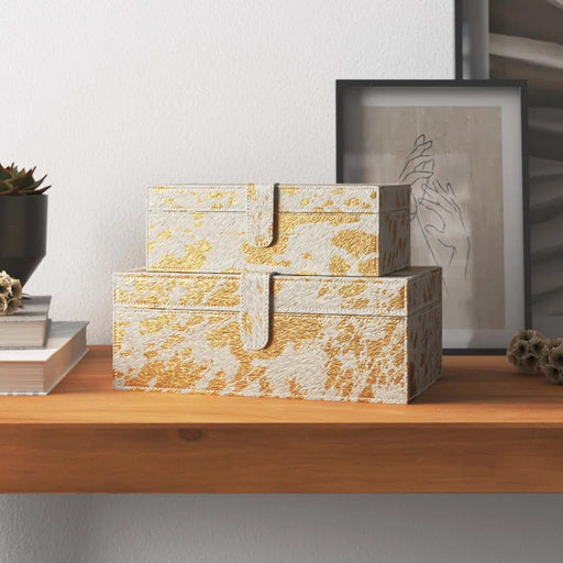Albina 2 Piece Faux Leather Decorative Box Set