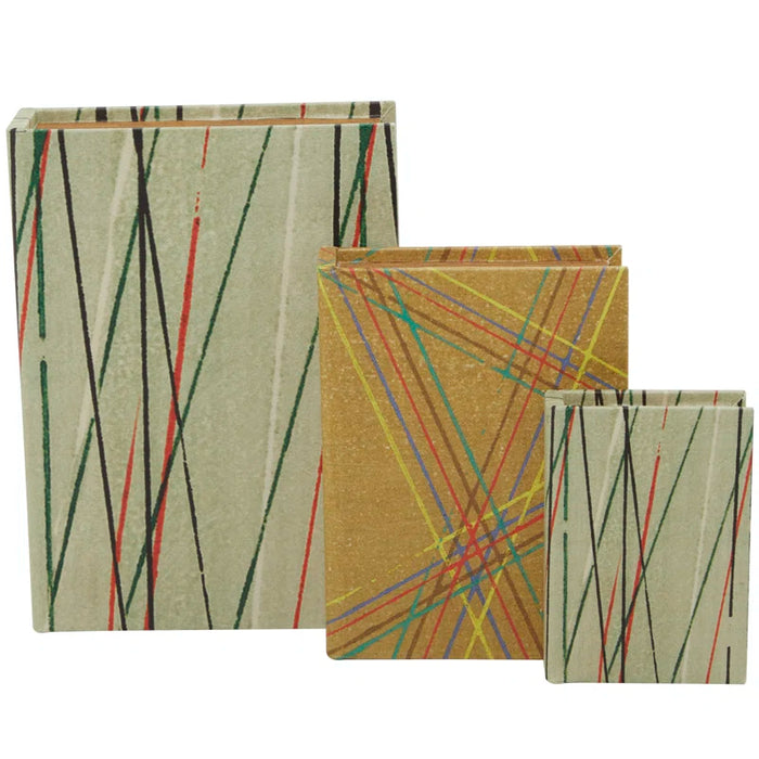 3 Piece Faux Leather Book Box Set