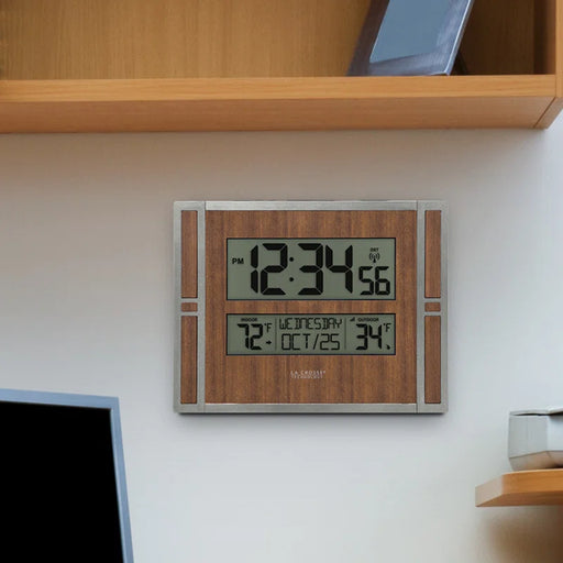 Atomic Digital Wall Clock with Outdoor Temperature
