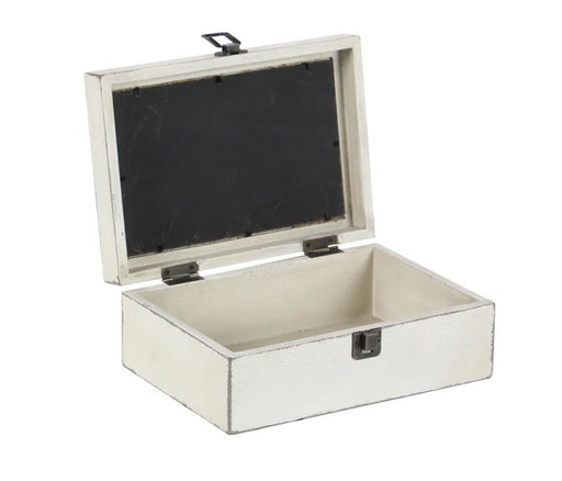 Nazaret White Wood Box with 2 Pieces Hinged Lid