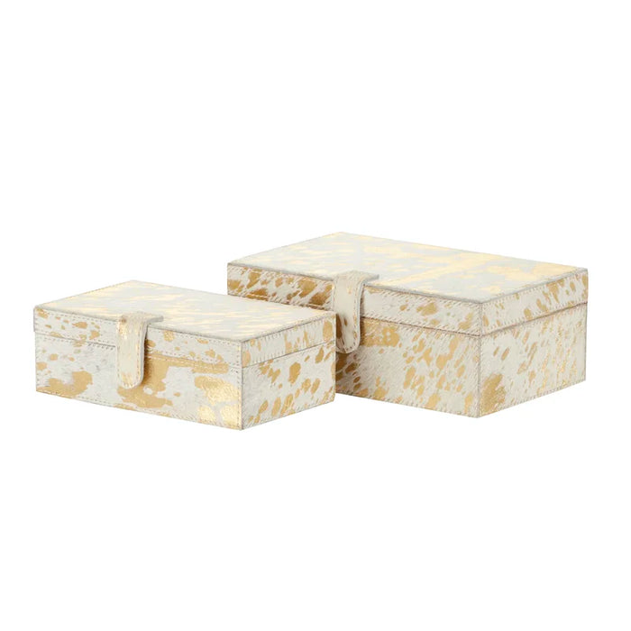 Albina 2 Piece Faux Leather Decorative Box Set