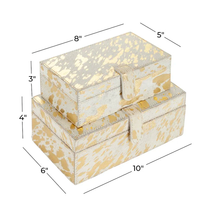 Albina 2 Piece Faux Leather Decorative Box Set