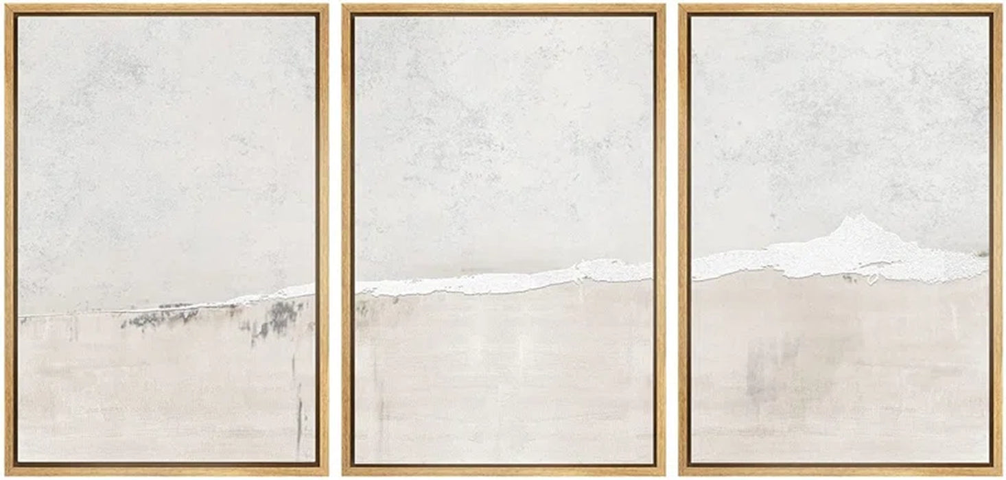 Industrial Grunge Abstract Landscape Modern Neutral Wall Art Framed Canvas 3 Pieces Painting Print