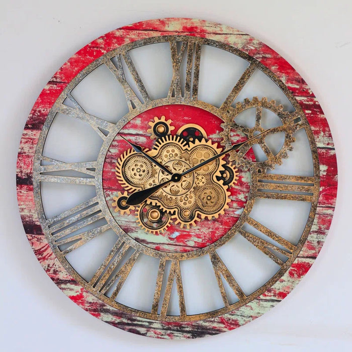Wall Clock 36'' Oversized for Living Room with Real Moving Gears