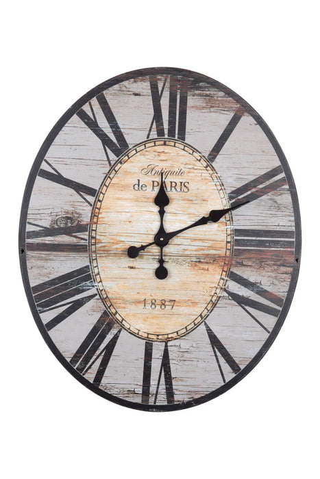 Rachual Decorative Oval Wood Wall Clock with Distressed Finish