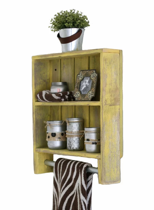 Merlene 2 Piece Solid Wood Tiered Shelf with Towel Bar