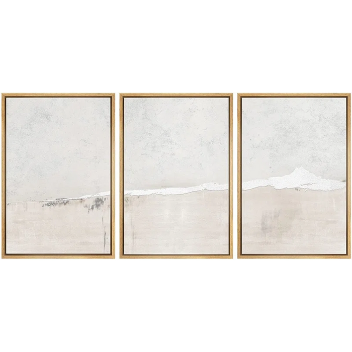 Industrial Grunge Abstract Landscape Modern Neutral Wall Art Framed Canvas 3 Pieces Painting Print