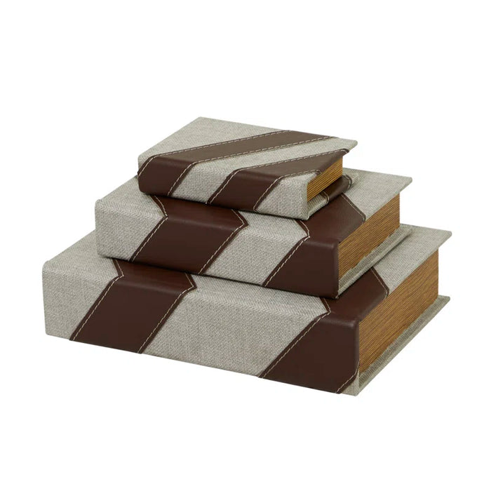 3 Piece Faux Leather Book Box Set