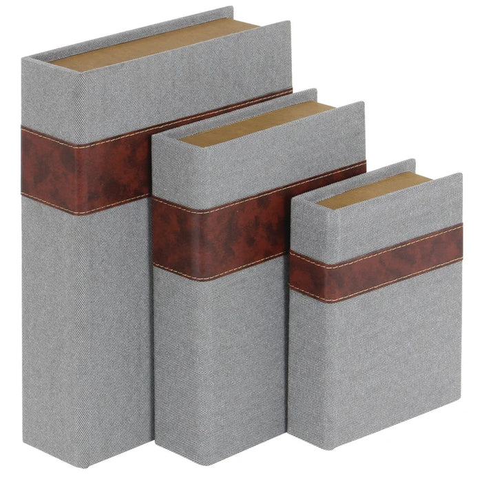 3 Piece Faux Leather Book Box Set