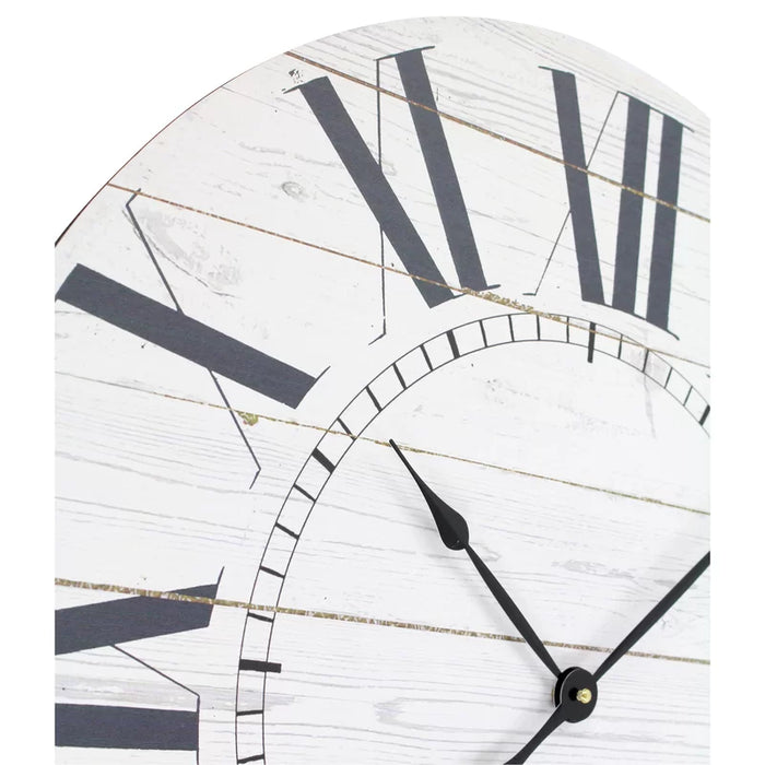Estelle round French Country Shiplap Farmhouse Wall Clock