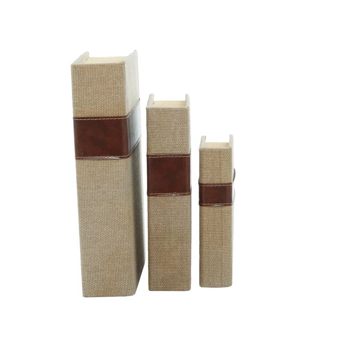 3 Piece Faux Leather Book Box Set