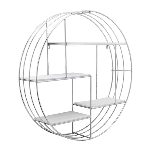 Kittle 32" round Wall Shelf – Contemporary Metal and Wood Mounted Wall Shelf - Decorative Iron Wall Storage for Home or Office