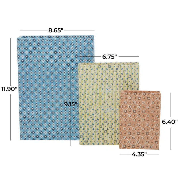 3 Piece Faux Leather Book Box Set