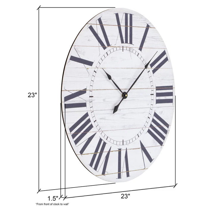 Estelle round French Country Shiplap Farmhouse Wall Clock