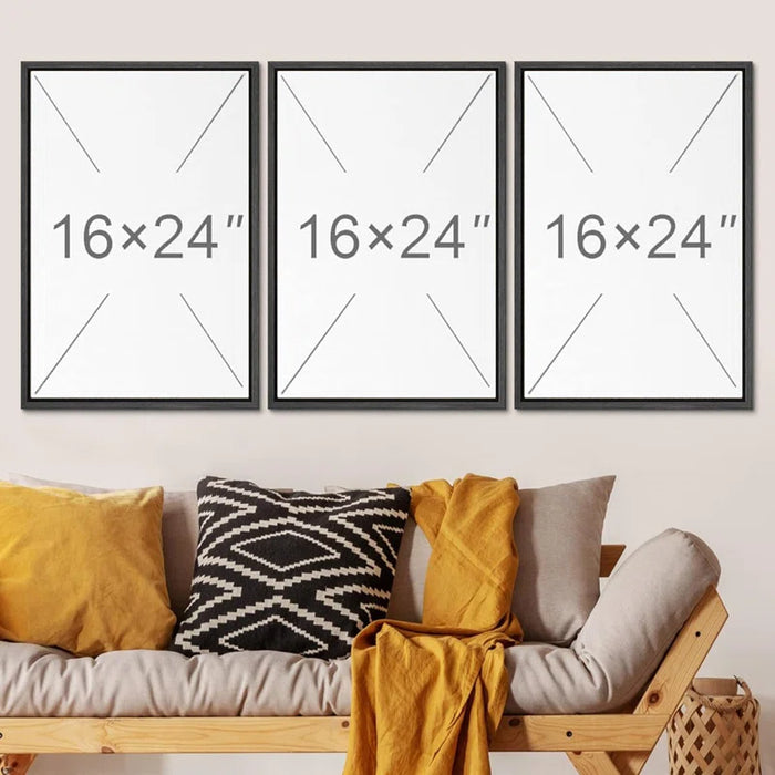 " Grunge Paint Stroke Collage Abstract Large Wall Art " 3 - Pieces on Canvas
