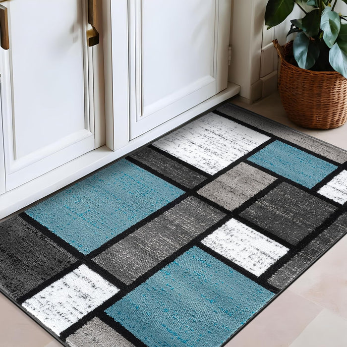 Contemporary Geometric Boxes Area Rug