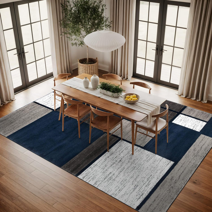 Contemporary Geometric Boxes Area Rug