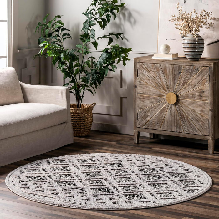 Contemporary Trellis Shag Rug, Soft Polyester Area Rug for Home Décor