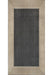 An Arbab Bordered Power Loomed Gray Indoor/Outdoor Rug with a solid dark center and a beige border featuring a pattern of thin, evenly spaced dark lines.