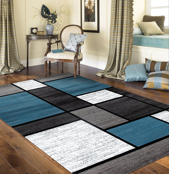 Contemporary Geometric Boxes Area Rug