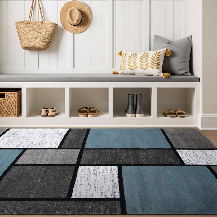 Contemporary Geometric Boxes Area Rug