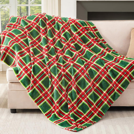 Red & Black Buffalo Plaid Fleece Throw Blanket, 50" x 60" Soft Cozy Checkered Blanket for Couch, Sofa, Bed – Lightweight Farmhouse Christmas Decor