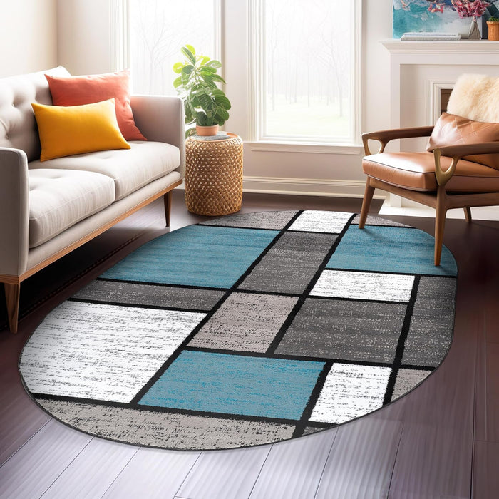 Contemporary Geometric Boxes Area Rug