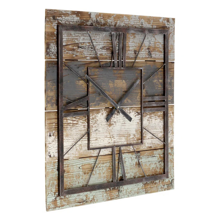 Weston Square Wood Panel Farmhouse Wall Clock