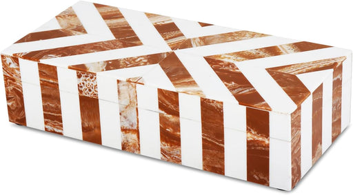 Modern Chevron Decorative Box with Lid, Stylish Storage Organizer for Shelves & Tables