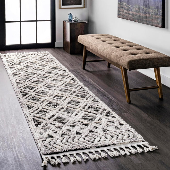 Contemporary Trellis Shag Rug, Soft Polyester Area Rug for Home Décor