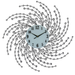 Decorative wall clock with a spiral design of beads on a white background