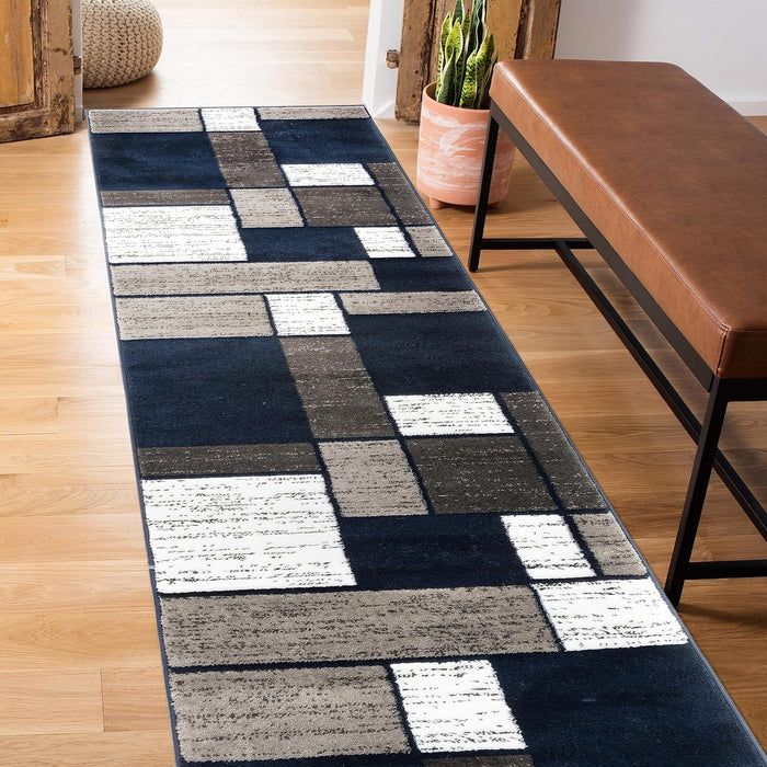 Contemporary Geometric Boxes Area Rug