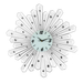 Decorative wall clock with sunburst design and gemstone accents on a white background