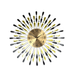 Decorative wall clock with gold center and black and yellow outer design on a white background