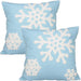 Christmas Snowflake Embroidered Throw Pillow Covers, 18x18 Cotton Canvas Decorative Cushion Covers for Sofa, Bed, Chair (Set of 2)