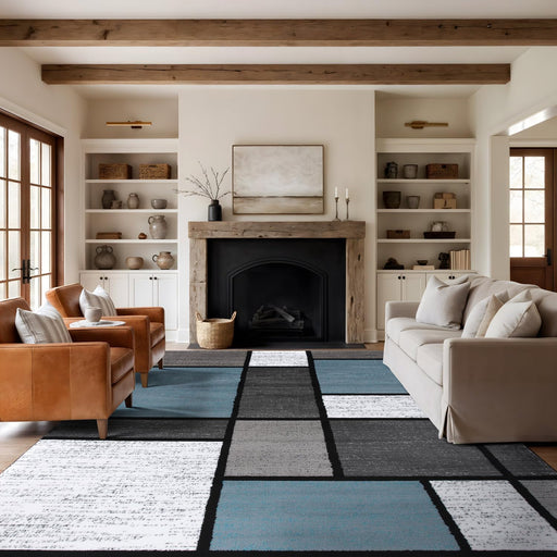 Contemporary Geometric Boxes Area Rug
