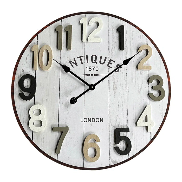 Evelina Shiplap round Metal Wall Clock