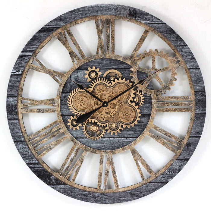 Wall Clock 36'' Oversized for Living Room with Real Moving Gears