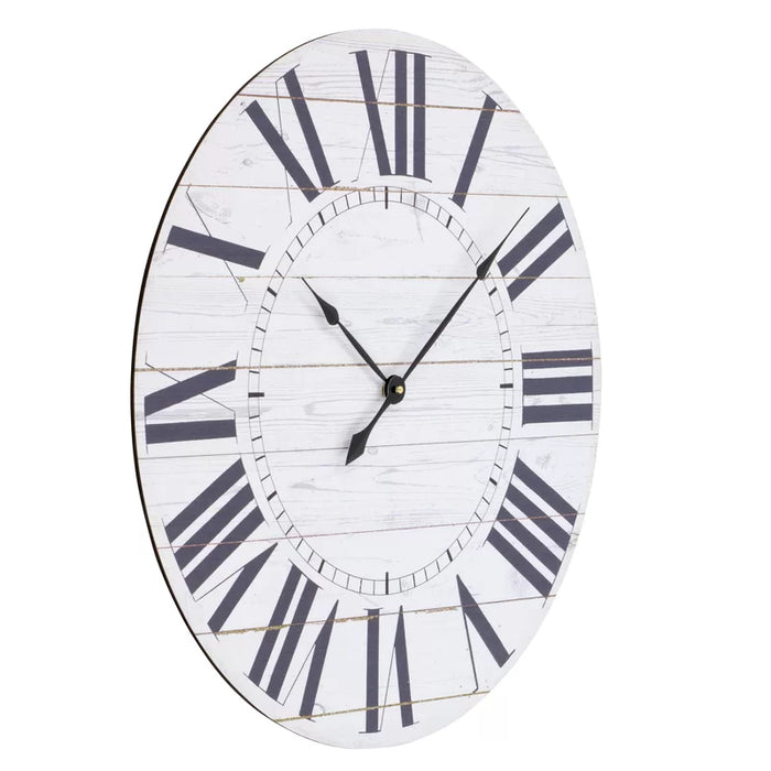 Estelle round French Country Shiplap Farmhouse Wall Clock