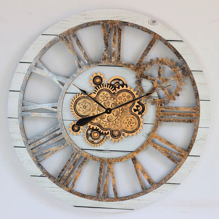 Wall Clock 36'' Oversized for Living Room with Real Moving Gears