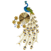 Decorative wall clock with peacock design on a white background