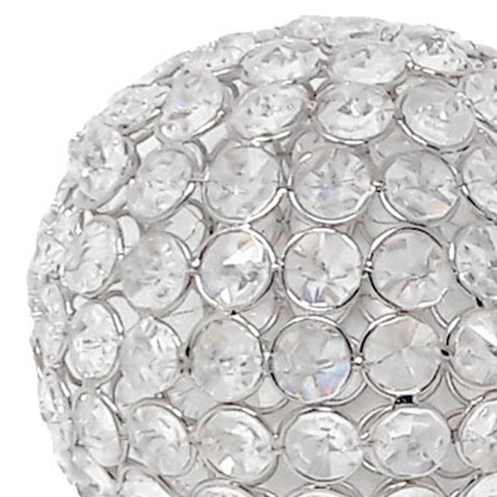 Set of Two Clear And Silver Faux Crystal And Steel Decorative Orb Tabletop Sculptures